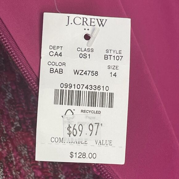 J. Crew Tweed Dress Sleeveless Pink Brown Career Party Cocktail Barbie Colorful - Picture 4 of 16
